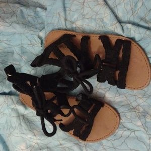 Children's place size 12 black lace up sandals